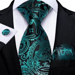 Fashion Paisley Men's Ties Gold Teal Green Black Tie For Men 8cm Business Wedding Accessories Cravat Gift For Men DiBanGu
