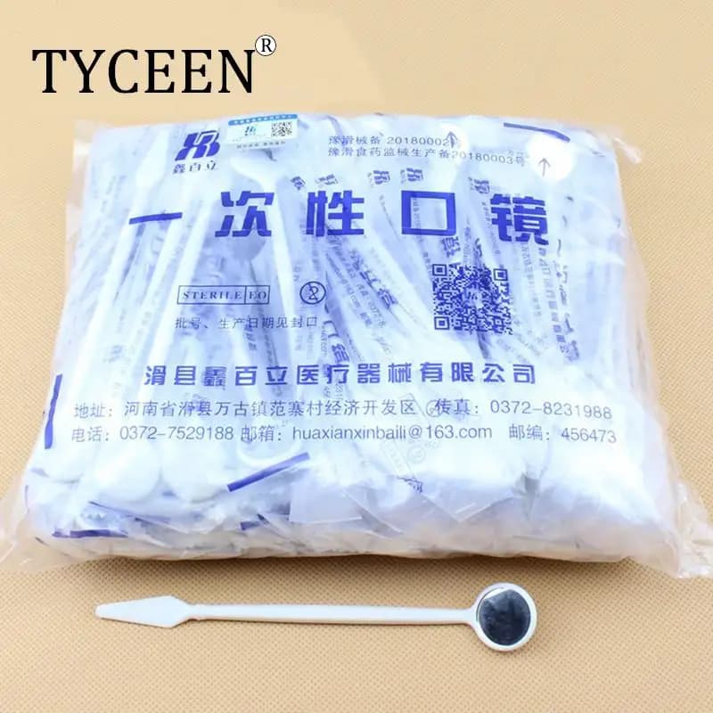 100pcs Plastic Dental Oral Mirror Disposable Dentist Mouth Mirrors Dentist Tool Teeth Whitening Exam Reflector Mirror Instrument