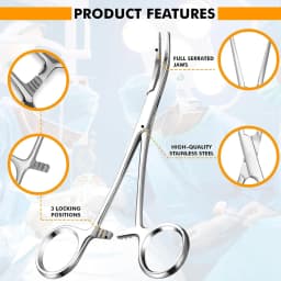 AG 1Pcs Stainless Steel Hemostatic Forceps Surgical Forceps Tool Hemostat Locking Clamps Forceps Curved/Straight Tip