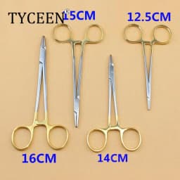 1PC Dental Needle Holder Plier TC Head German Reusable Stainless Steel Gold Plated Handle Orthodontic Forcep Surgical Instrument