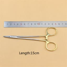 1PC Dental Needle Holder Plier TC Head German Reusable Stainless Steel Gold Plated Handle Orthodontic Forcep Surgical Instrument