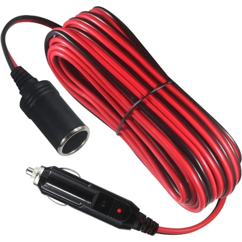 2M/5M Car Cigar Lighter Plug 12V Extension Cable Adapter Socket Charger Lead With Indicator Light