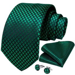 Fashion 8cm Tie Light Green Necktie Men Business Wedding Party Formal Neck Tie Accessories Handkerchief Cufflinks DiBanGu