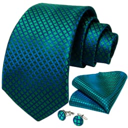 Fashion 8cm Tie Light Green Necktie Men Business Wedding Party Formal Neck Tie Accessories Handkerchief Cufflinks DiBanGu