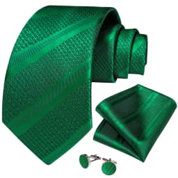 Fashion 8cm Tie Light Green Necktie Men Business Wedding Party Formal Neck Tie Accessories Handkerchief Cufflinks DiBanGu