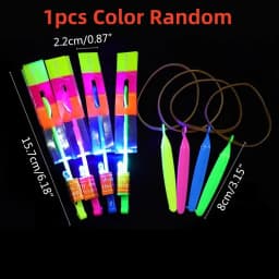 Outdoor Flash Rocket Toy LED Lights Glowing Slingshot Rocket Helicopter Flying Toy Party Fun Gift Rubber Band Ejector Toys