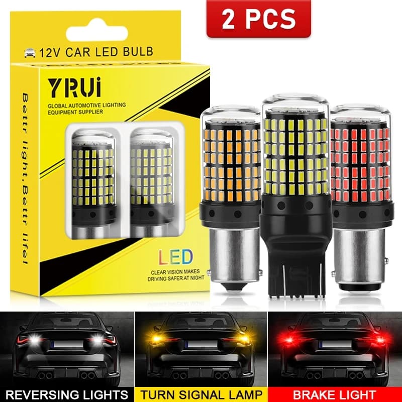 YiRui 2pcs 12-48V New LED Bulbs 144smd Lamp Reverse Turn Signal Light BA15S P21W BAU15S PY21W 7440 W21W P21/5W 1157 BAY15D