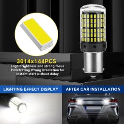 YiRui 2pcs 12-48V New LED Bulbs 144smd Lamp Reverse Turn Signal Light BA15S P21W BAU15S PY21W 7440 W21W P21/5W 1157 BAY15D