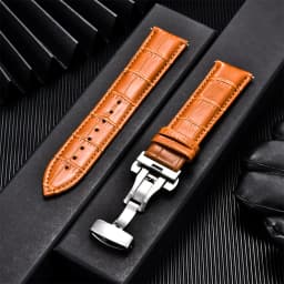 Genuine Calfskin Leather Watchbands Business Replace Watch Band 18mm 20mm 22mm 24mm With Butterfly Buckle Wristwatch Strap