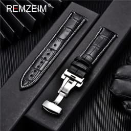 Genuine Calfskin Leather Watchbands Business Replace Watch Band 18mm 20mm 22mm 24mm With Butterfly Buckle Wristwatch Strap