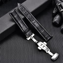 Genuine Calfskin Leather Watchbands Business Replace Watch Band 18mm 20mm 22mm 24mm With Butterfly Buckle Wristwatch Strap