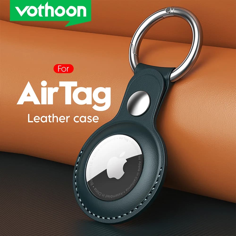 Vothoon PU Leather Case for Apple Airtag Protective Case Cover for Apple Locator Tracker Anti lost Device Keychain