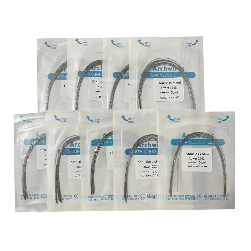 10pack Dental Arch Wires Orthodontic Super Elastic Stainless Steel Round Rectangle Archwire Lower/Upper 012/014/020/16x16/16x22