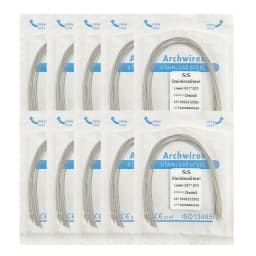 10pack Dental Arch Wires Orthodontic Super Elastic Stainless Steel Round Rectangle Archwire Lower/Upper 012/014/020/16x16/16x22