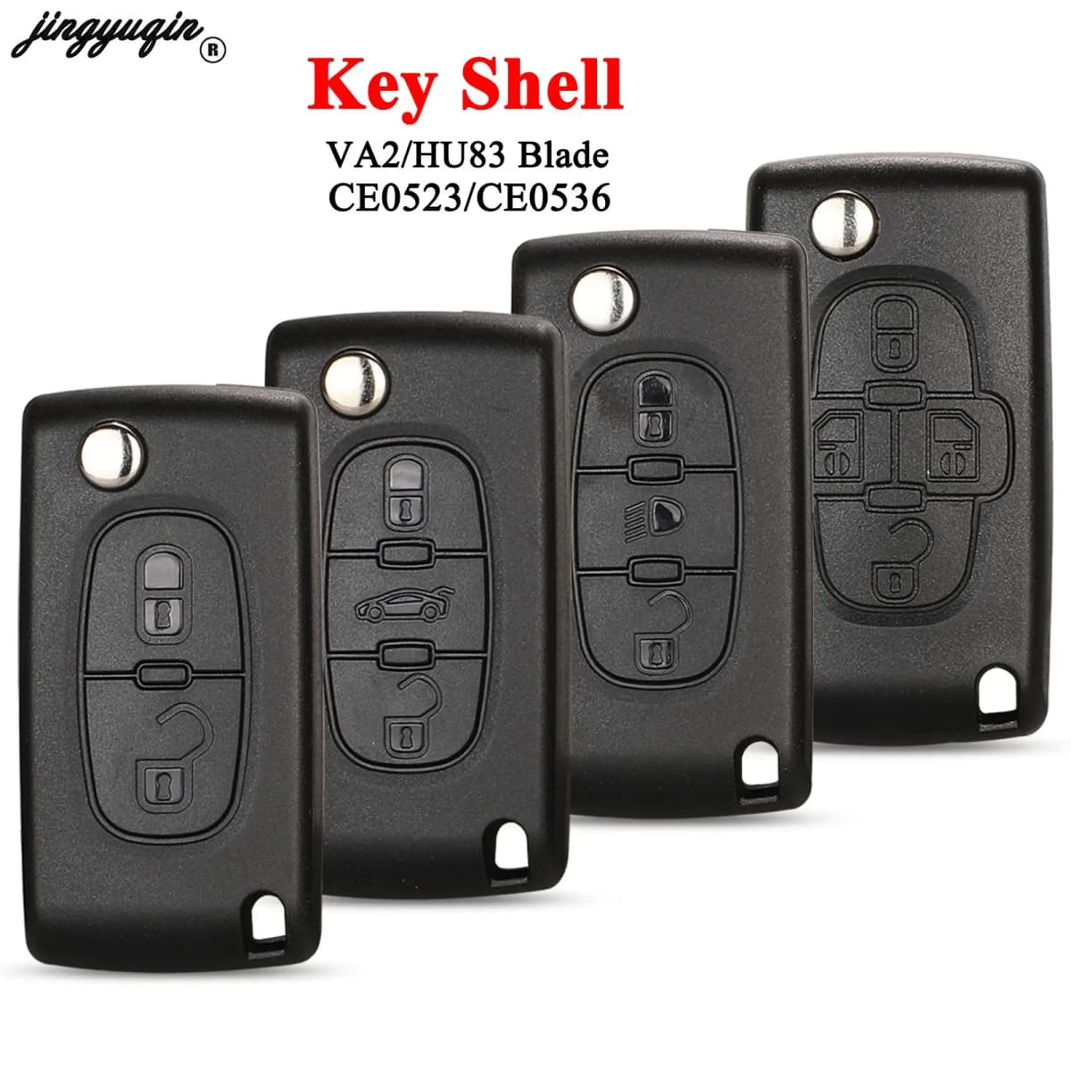 Jingyuqin 2/3 Buttons for Peugeot 207 307 308 407 607 807 For Citroen C2 C3 C4 C5 C6 Auto Remote key Case Va2/Hu83 CE0523 CE0536