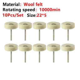 10Pcs Dental Laboratory Dentistry Odontologia Polishing Brush Wheel Rotary Tools 2.35mm HP Shank Wool Goat Cotton Black Buff