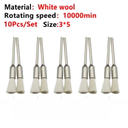 10Pcs Dental Laboratory Dentistry Odontologia Polishing Brush Wheel Rotary Tools 2.35mm HP Shank Wool Goat Cotton Black Buff