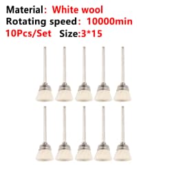 10Pcs Dental Laboratory Dentistry Odontologia Polishing Brush Wheel Rotary Tools 2.35mm HP Shank Wool Goat Cotton Black Buff