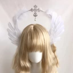 Gothic Lolita Feather Wings Goddess Church Pope Golden Hair Ornament Devil Gorgeous Vintage Virgin Mary Tiara Headwear