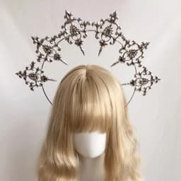 Gothic Lolita Feather Wings Goddess Church Pope Golden Hair Ornament Devil Gorgeous Vintage Virgin Mary Tiara Headwear