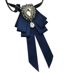 Vintage Crystal Fabric Bow Tie Brooch Korean Fashion Bowties Neckties for Women White Shirt Collar Luxury Jewelry Accessories