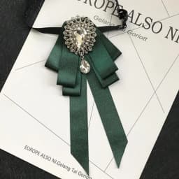 Vintage Crystal Fabric Bow Tie Brooch Korean Fashion Bowties Neckties for Women White Shirt Collar Luxury Jewelry Accessories