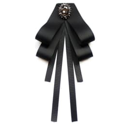 Women Vintage Elegant Pre-Tied Neck Tie Brooch Imitation Pearl Jewelry Ribbon Bow Tie Corsage for Shirt Collar Clothes Dropship