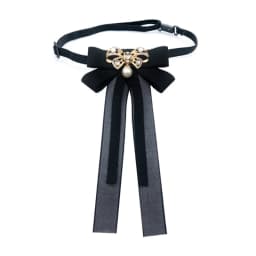 Women Vintage Elegant Pre-Tied Neck Tie Brooch Imitation Pearl Jewelry Ribbon Bow Tie Corsage for Shirt Collar Clothes Dropship