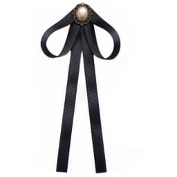 Women Vintage Elegant Pre-Tied Neck Tie Brooch Imitation Pearl Jewelry Ribbon Bow Tie Corsage for Shirt Collar Clothes Dropship