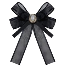 Women Vintage Elegant Pre-Tied Neck Tie Brooch Imitation Pearl Jewelry Ribbon Bow Tie Corsage for Shirt Collar Clothes Dropship