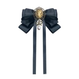 Women Vintage Elegant Pre-Tied Neck Tie Brooch Imitation Pearl Jewelry Ribbon Bow Tie Corsage for Shirt Collar Clothes Dropship