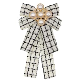 Women Vintage Elegant Pre-Tied Neck Tie Brooch Imitation Pearl Jewelry Ribbon Bow Tie Corsage for Shirt Collar Clothes Dropship