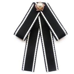 Women Vintage Elegant Pre-Tied Neck Tie Brooch Imitation Pearl Jewelry Ribbon Bow Tie Corsage for Shirt Collar Clothes Dropship