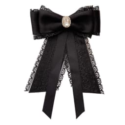 Women Vintage Elegant Pre-Tied Neck Tie Brooch Imitation Pearl Jewelry Ribbon Bow Tie Corsage for Shirt Collar Clothes Dropship