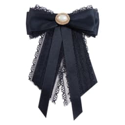 Women Vintage Elegant Pre-Tied Neck Tie Brooch Imitation Pearl Jewelry Ribbon Bow Tie Corsage for Shirt Collar Clothes Dropship