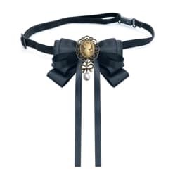 Women Vintage Elegant Pre-Tied Neck Tie Brooch Imitation Pearl Jewelry Ribbon Bow Tie Corsage for Shirt Collar Clothes Dropship