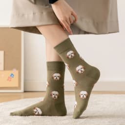 New Cute Cartoon Dog Middle Tube Socks Japanese Ins Creative Female Sokken Shiba Inu Dalmatian Malzis Teddy Pomeranian Dropship