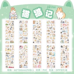 10Sheets Pet Planet Series Cartoon Transparent Waterproof PVC Ledger Material Stickers For Hand Account Pencil Case Decals