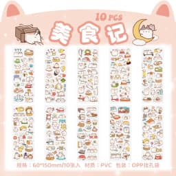 10Sheets Pet Planet Series Cartoon Transparent Waterproof PVC Ledger Material Stickers For Hand Account Pencil Case Decals