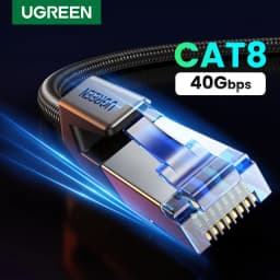UGREEN CAT 8 Ethernet Cable High Speed Braided 40Gbps 2000MHz Network Lan Cord RJ45 Shielded Indoor for Router PC PS5 Modem Xbox