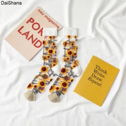 2021 New Product  High Quality Women Socks Harajuku Crystal Slik Tide Socks Funny Sunflowers Vines Flowers Happy Cute Socks