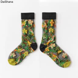 2021 New Product  High Quality Women Socks Harajuku Crystal Slik Tide Socks Funny Sunflowers Vines Flowers Happy Cute Socks