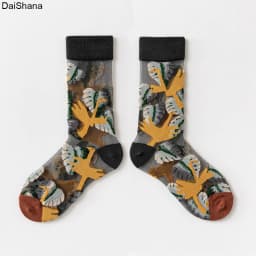 2021 New Product  High Quality Women Socks Harajuku Crystal Slik Tide Socks Funny Sunflowers Vines Flowers Happy Cute Socks