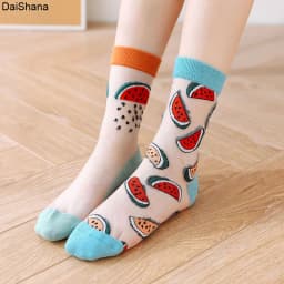 2021 New Product  High Quality Women Socks Harajuku Crystal Slik Tide Socks Funny Sunflowers Vines Flowers Happy Cute Socks
