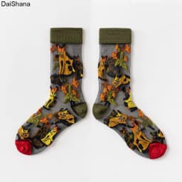 2021 New Product  High Quality Women Socks Harajuku Crystal Slik Tide Socks Funny Sunflowers Vines Flowers Happy Cute Socks