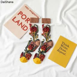 2021 New Product  High Quality Women Socks Harajuku Crystal Slik Tide Socks Funny Sunflowers Vines Flowers Happy Cute Socks