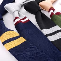 Men's Knitted Knit Leisure Striped Tie Classic Plain Corner Neck Ties For Men Skinny 5cm Normal Necktie Woven Designer Cravat