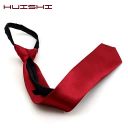 Men's Formal Zipper Necktie Red Dark Blue Black Color Polyester Satin Tie For Men Vintage Decoration Necktie Wedding Accessories