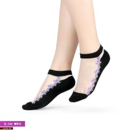 Sexy fishnet Women Lace Ruffle Soft Comfy Sheer Silk Elastic Mesh Knit Frill Trim Transparent Ankle funny socks 1pair=2pcs