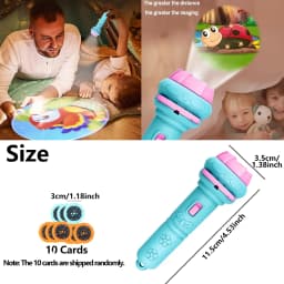 Projector Flashlight for Kids 10 Cards 80 Patterns Bedtime Toys Cartoon Light Educational Toy Gift for Toddler Boys Girls